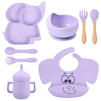 Vaisselle en forme d'éléphant pour enfants, tapis de plaque d'aspiration alimentaire, ensemble d'alimentation en Silicone, bol pour bébé, ensemble d'alimentation