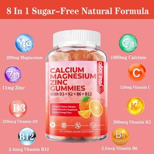 Private Label calcio magnesio zinco Gummies supporto immunitario supplemento caramella calcio magnesio zinco vitamina D3 K2 Gummies - Product Image 4