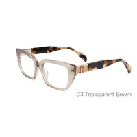 Monture de lunettes optiques de luxe en acétate, forme carrée géométrique, transparente et tendance, avec branches décorées et charnières à ressort