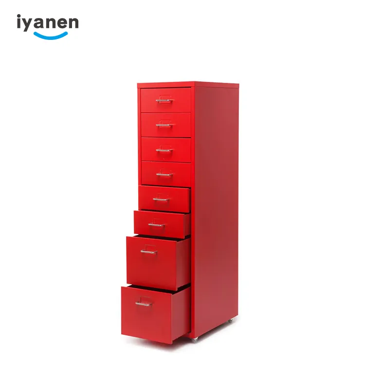 Modern fashional mini colorful 8 drawers corner mobile cabinet bedroom office storage steel Metal drawer File Cabinet