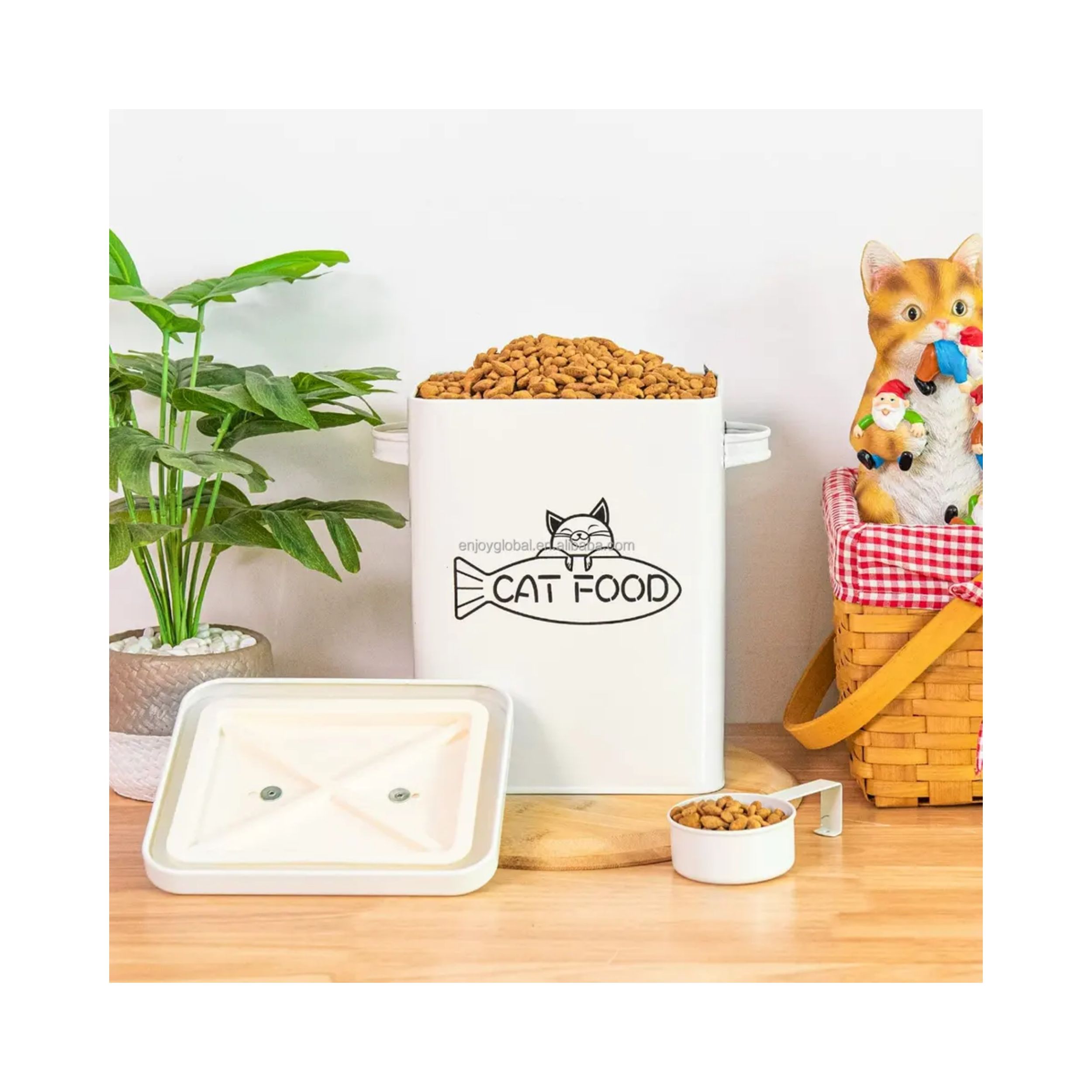 Iron Box Cat Food Storage Bin Moisture Resistant Eco-friendly