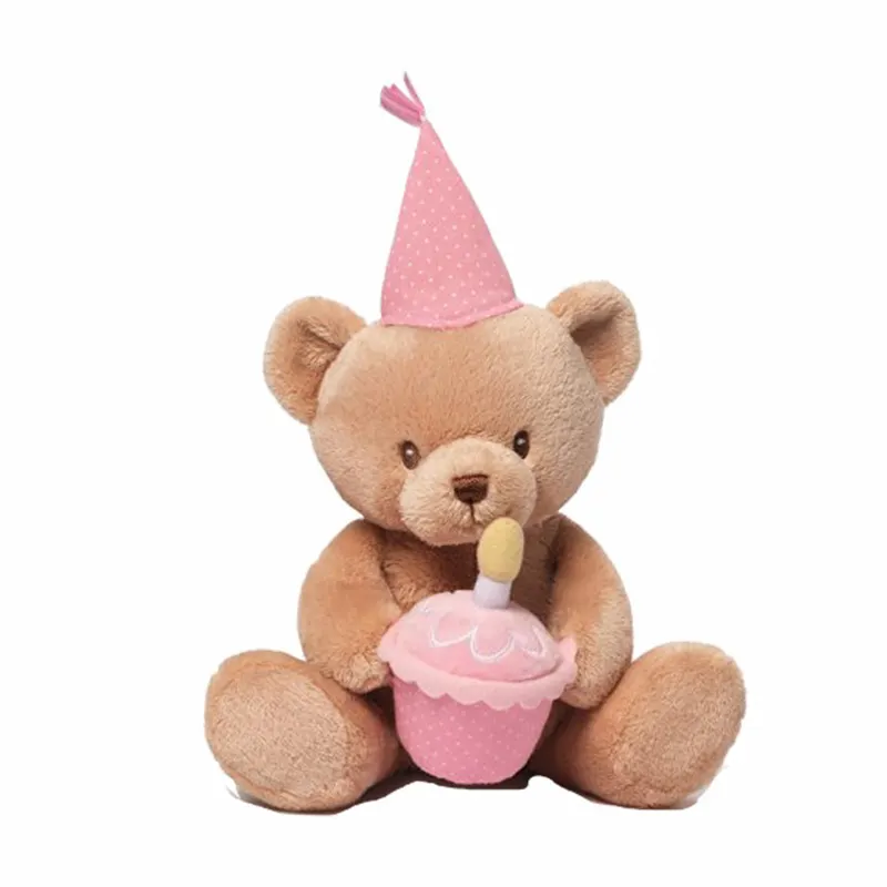 Custom soft pink stuffed animal happy birthday teddy bear plush toy