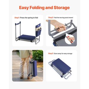 Heavy Duty 11 in Wide Thick Garden Kneeler Seat <b>Folding</b> and Tool Bag Included Leg Support Kneeling <b>Stool</b> - Product Image 6