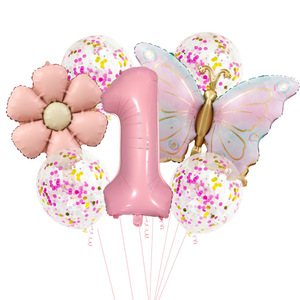 Ensemble de ballons <span class=keywords><strong>papillon</strong></span> rose mat avec confettis en latex pour la fête d'<span class=keywords><strong>anniversaire</strong></span> des enfants - Product Image 2