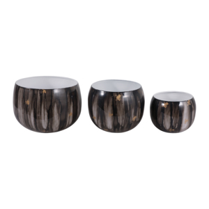 Set di 3 Vasi Decorativi Rotondi in Metallo, Moderni Portafiori per Interni ed Esterni, Ingresso, Soggiorno, Ufficio - Product Image 3