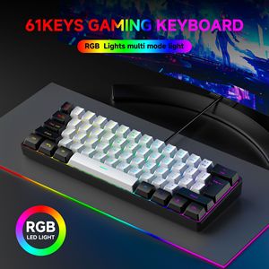 Clavier de jeu professionnel 60% avec interrupteurs noirs et blancs, 61 touches, portable, rétroéclairage LED RVB mécanique - Product Image 4