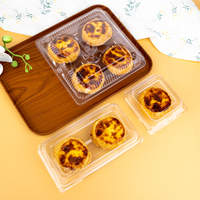 Boîte d'emballage alimentaire rectangulaire en plastique transparent recyclé pour 2 tartelettes aux œufs, desserts et gâteaux