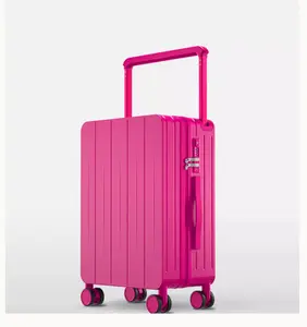 Tas Barbie Perempuan pegangan lebar koper merah muda untuk wanita Set perjalanan casing troli lebar PC untuk koper luar ruangan KJ133