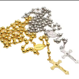 <span class=keywords><strong>Collana</strong></span> <span class=keywords><strong>Rosario</strong></span> Vintage Bicolore <span class=keywords><strong>Oro</strong></span> e Argento con Perline <span class=keywords><strong>in</strong></span> Rame da 6mm e Croce - Accessori all'Ingrosso per E-commerce Transfrontaliero - Product Image 5