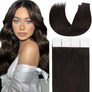 <span class=keywords><strong>Balayage</strong></span> marrón <span class=keywords><strong>oscuro</strong></span> y Marrón <span class=keywords><strong>castaño</strong></span> Remy extensiones de cabello con cinta recta doble dibujado extremos naturales estilo Jerry Curl - Product Image 3