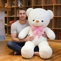 Ours en peluche géant Cœur de Glace avec grand nœud papillon pour filles, rembourrage en coton PP, cadeau de Saint-Valentin, coussin à câliner