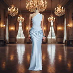 Abito a trapezio aderente con spalla scoperta, <span class=keywords><strong>senza</strong></span> <span class=keywords><strong>maniche</strong></span>, plissettato e patchwork, nuovo stile autunno/inverno per donne europee e americane - Product Image 1