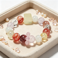 Bracelet en perles de quartz hématite rouge naturel et quartz clair, pierre précieuse énergétique naturelle, cadeau unisexe, bijou
