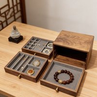 Boîte à bijoux en noyer noir d'Amérique du Nord avec joint queue-de-pie pour ranger bagues, colliers et accessoires, coffret cadeau haut de gamme