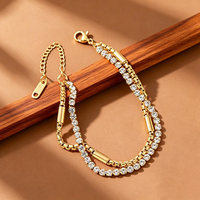 Bracelet en acier inoxydable plaqué or 18 carats, bijoux en zircon émeraude, motif cœur, trèfle, perle, étanche et inaltérable pour femme