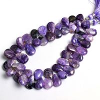 Perles naturelles en forme de poire Charoite de qualité AAA perles de pierres précieuses à facettes en vrac pour la fabrication de bijoux en gros