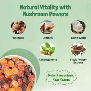 Biochealth Ashwagandha surai singa jamur Gummies organik Reishi Cordyceps Turki ekor Maitake Shitake jamur suplemen - Product Image 3