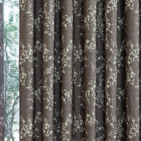 Rideau minimaliste américain gris foncé et blanc à imprimé floral en polyester filtrant la lumière pour salon et chambre à coucher