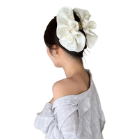 Élastique à cheveux extra-large effet amincissant avec finition nacrée et texture plissée, et une pince requin chic – une épingle à cheveux élégante