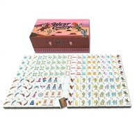 XuMoZC Ensemble de Mahjong Américain Design Cowboy, Tuiles Acryliques de Haute Qualité de 1,2 pouce, 160 Tuiles à Quatre Couches, Motifs d'Arbres, Chine