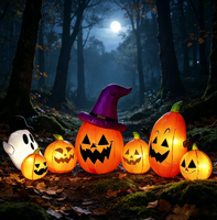 Citrouilles gonflables d'Halloween, décoration de jardin extérieure lumineuse à LED de 6 pieds, Jack O'Lantern gonflable avec chapeau de sorcière, accessoire de fête