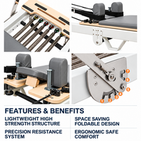 Machine Reformer Pilates Ajustable en Bois d'Érable Massif Professionnelle pour Salle de Sport et Yoga