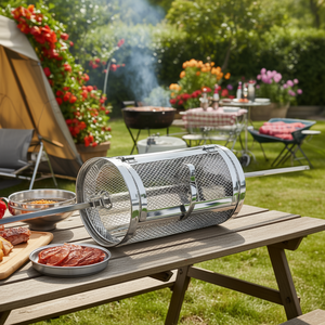 Panier vapeur rotatif en acier inoxydable CESROTCOT pour barbecue, finition chrome poli - Product Image 3