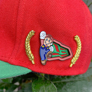 Pin para Sombrero de Metal Lacado Mario, Aleación, 16 mm, Redondo, Uso General - Product Image 1