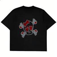 Presse à chaud : Nouveau design de transfert thermique personnalisé avec strass en forme de crâne pour T-shirts