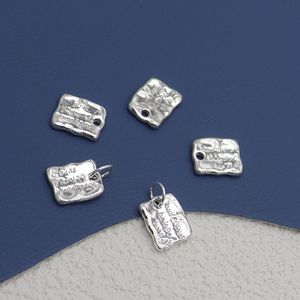 S925 Sterling Silver Bạc Hình Học Tiếng Anh Vuông Mặt Dây Chuyền Thư Vòng Cổ, Tay Dệt Dây Chuỗi Vòng Đeo Tay Phụ Kiện - Product Image 1