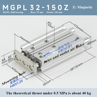 XINDE Cylindre pneumatique à trois axes magnétique à trois tiges avec guide en aluminium Série MGPM/MGPL Alvéoles 12/16/20/25/32/40/50/63/80/100