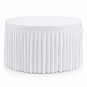 Water Resistant Wrinkle Resistant Fitted Pleated Spandex <b>Round</b> <b>Tablecloth</b> <b>for</b> Banquet Hotel Event Rental - Product Image 1