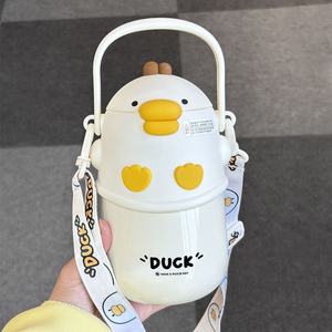 Vaso de acero inoxidable aislado de alto valor estético, taza de agua tonta bonita para estudiantes de gran capacidad, correa de hombro conveniente - Product Image 3