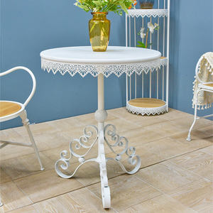 Table basse ronde en métal blanc, style moderne français, pour salle à manger, patio, jardin, salon, extérieur - Product Image 1