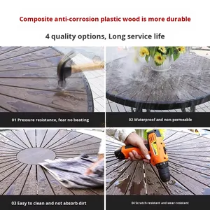 Chống ăn mòn ngoài trời giải trí bàn ghế đặt sắt rèn ban công ngoài trời sân vườn ba mảnh nhựa gỗ đồ nội thất - Product Image 5