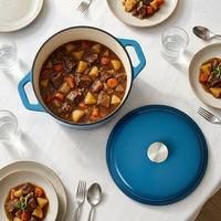 Marmite en fonte émaillée écologique de 24 cm, robuste, antiadhésive, type cocotte, avec logo personnalisé, compatible gaz et induction, vente en gros