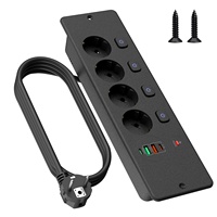 Regleta de Enchufes Integrada de Estilo Europeo con Control de Interruptor Independiente, Protección Contra Sobrecarga, Carga Rápida PD+QC, Superventas
