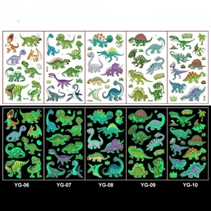 Tatuaggi temporanei per bambini Glow In The Dark stile misto Cartoon Tattoo Luminous Mermaid Butterfly Animal Dinosaur - Product Image 3