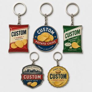 Porte-clés en métal personnalisé en gros, style vintage mignon, design logo alimentaire, pour la promotion quotidienne et décontractée - Product Image 1