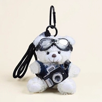 Haute qualité personnalisé mignon petit ours blanc et panda en peluche poupée porte-clés fait à la main 3D PVC et Silicone sac ornements