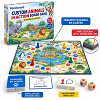 Jeu de société Fancboard personnalisé Animaux en action avec plateau en carton recyclable à 4 volets pour les 4-5 ans |   Espagnol |   OEM/ODM