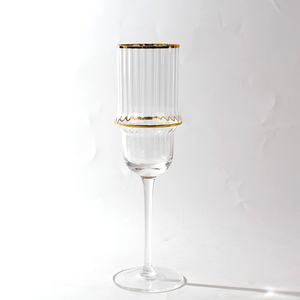 Crystal Glass Red Wine Glass Goblet Ribbed Stemware Glassware Art Deco <b>Vintage</b> <b>Coupe</b> Glasses <b>Champagne</b> Flute - Product Image 2