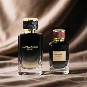 Nuevo Frasco de Perfume Cuadrado Negro Degradado de Lujo, 30ml 50ml 100ml, Frasco de Perfume de Vidrio Personalizado para Hombre con Tapa de Cuero - Product Image 3