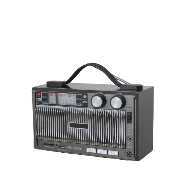 Classic Vintage Retro Design USB & SD AM FM Double Speakers Portable Home Radio with Wooden Classic Style