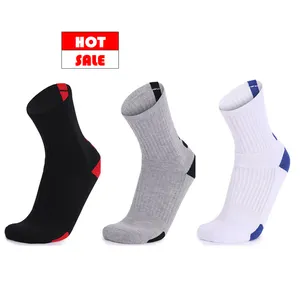 High elastic custom logo cotton thick terry sports socks athletic soccer football basketball men foot socks