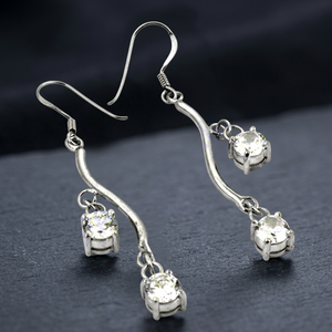 925 <b>Silver</b> Cubic Zirconia <b>Drop</b> <b>Earrings</b> for Women Gold Plated with Geometric Pattern for Wedding or Party - Product Image 3
