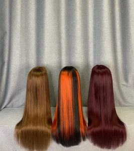 <span class=keywords><strong>Parrucche</strong></span> in Capelli Umani con Pizzo, Ricci Remy # Parrucca in Pizzo 13x4 350 18''-40'' Colorata Riccia Pre-Sfoltita Onda Profonda Brasiliana Lunga Arancione Zenzero - Product Image 3