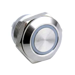 16mm Flat Head 4pins 12v Led Pushbutton Waterproof IP67 1NO Illuminated Momentary Metal Push Button Switch