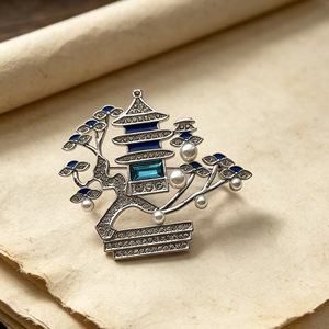 Nuevo Broche de Perlas con Diseño de Pabellón y <span class=keywords><strong>Terraza</strong></span> al Estilo Chino, Borla con Diseño de Nicho de Estilo Chino, Accesorio <span class=keywords><strong>para</strong></span> Hanfu y Cheongsam - Product Image 3