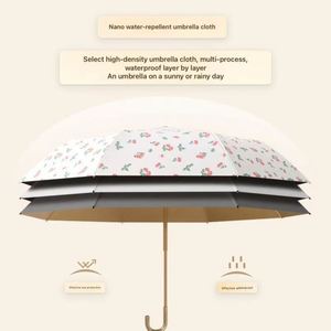 Parapluie pliant style coréen avec crochet, coloré, pour femme, simple et ultra-léger, protection solaire - Product Image 3